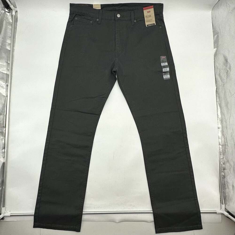 Levis 513 Slim Straight Men's Size 36x32 Gray Twill Stretch Mid Rise Jeans NWT